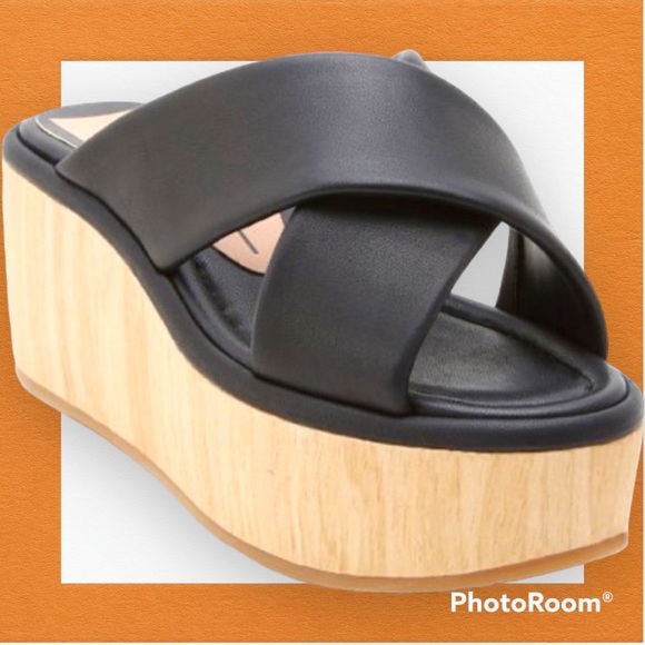 Dolce Vita Shoes - Dolce Vita Vinita Black Leather Wood
Wedge Platform Sandals size 9